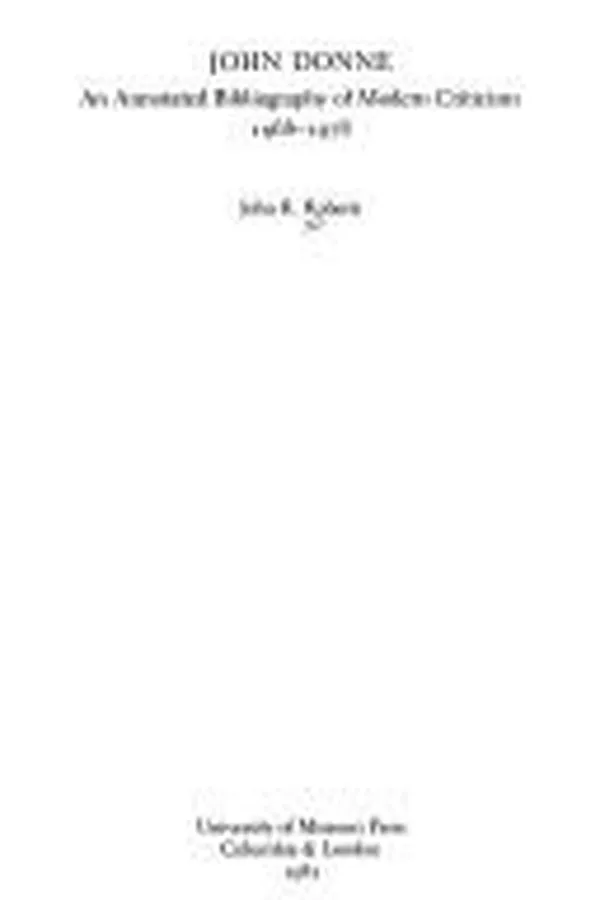 Capa de John Donne, an annotated bibliography of modern criticism, 1968-1978