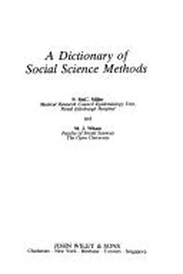 Capa de A dictionary of social science methods