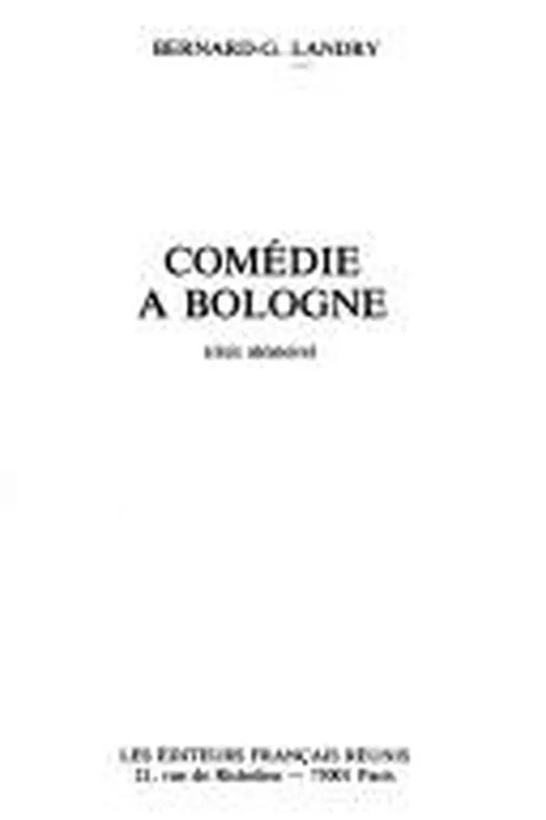 Capa de Comédie à Bologne