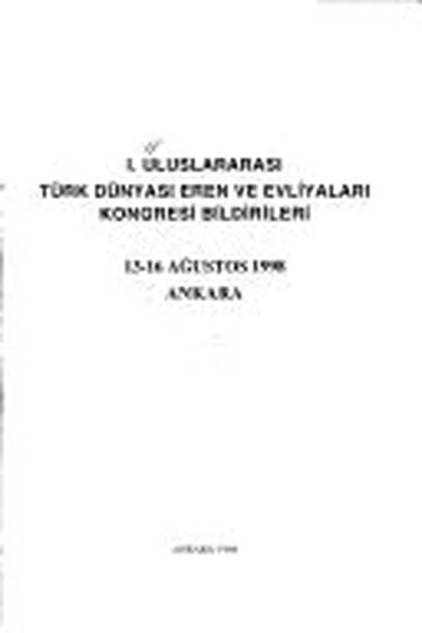 Capa de I. Uluslararası Türk Dünyası Eren ve Evliyaları Kongresi bildirileri