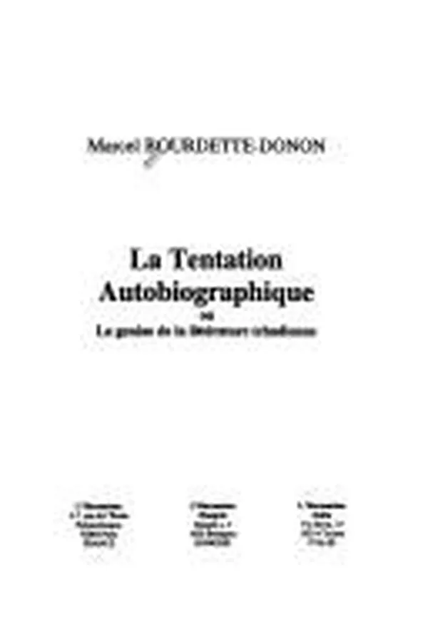Capa de La tentation autobiographique, ou, La genèse de la littérature tchadienne