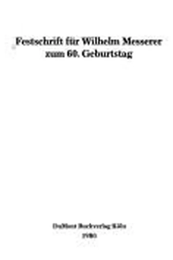 Capa de Festschrift für Wilhelm Messerer zum 60. Geburtstag