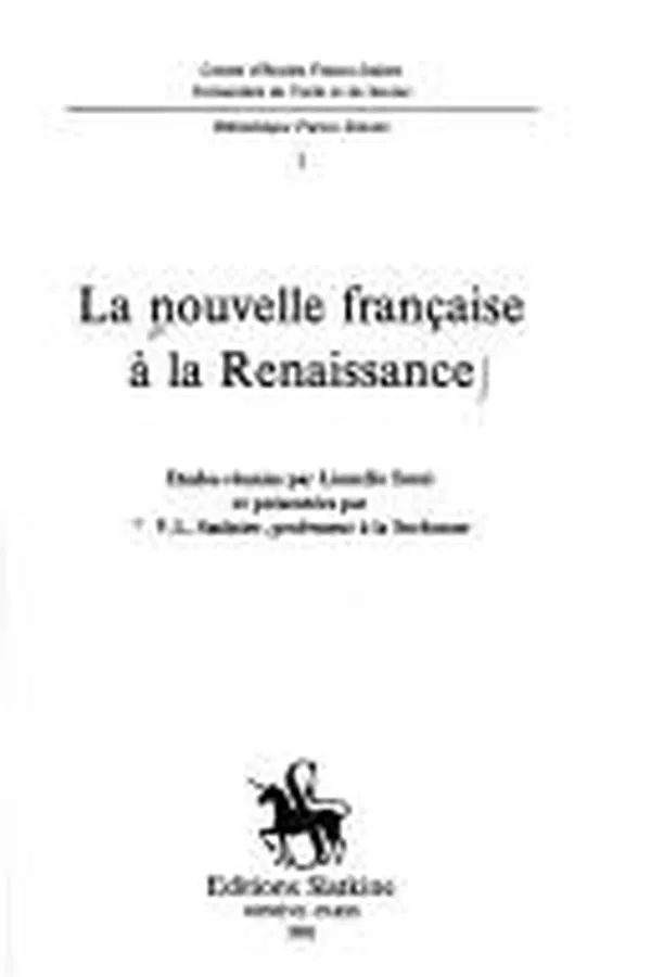 Capa de La Nouvelle française à la Renaissance