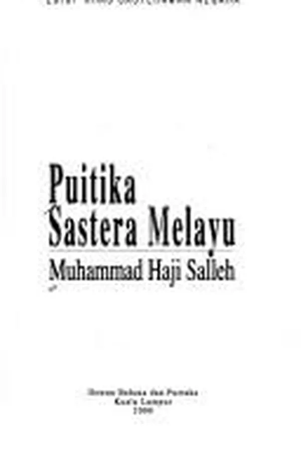 Capa de Puitika sastera Melayu