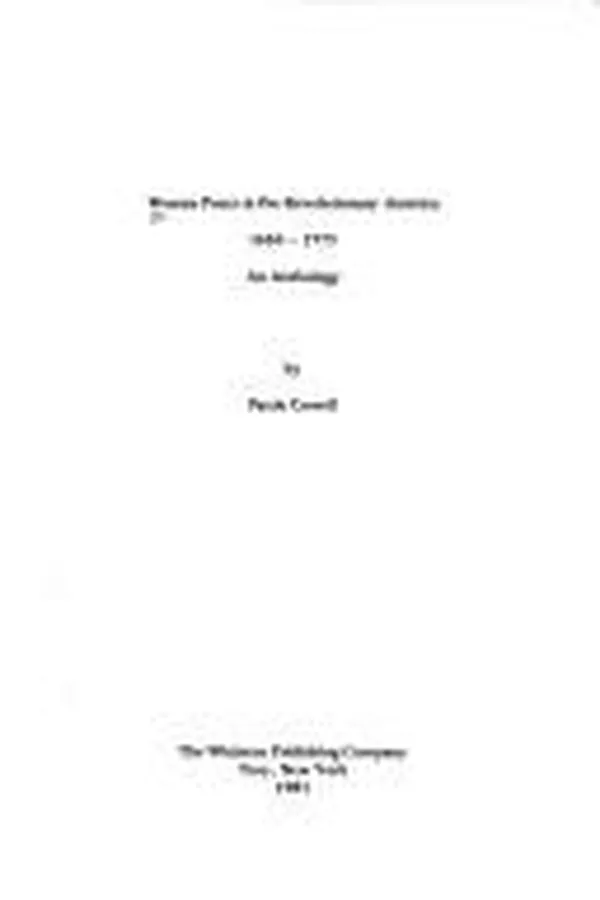 Capa de Women poets in pre-revolutionary America, 1650-1775