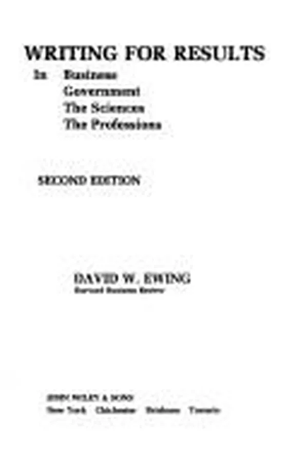 Capa de Writing for results in business, government, the sciences, the professions