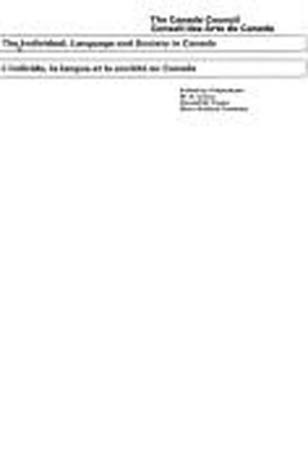 Capa de The Individual, language and society in Canada =