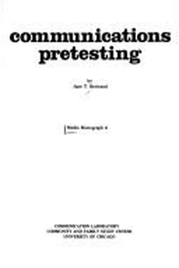 Cover of Communications pretesting