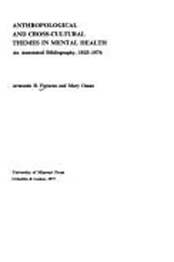 Capa de Anthropological and cross-cultural themes in mental health