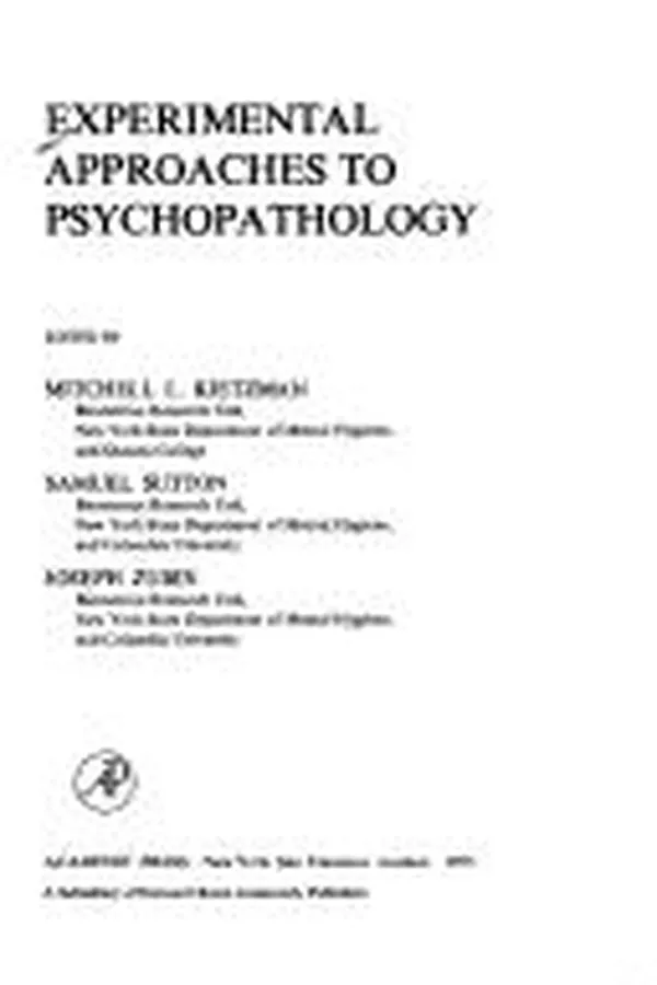 Capa de Experimental approaches to psychopathology