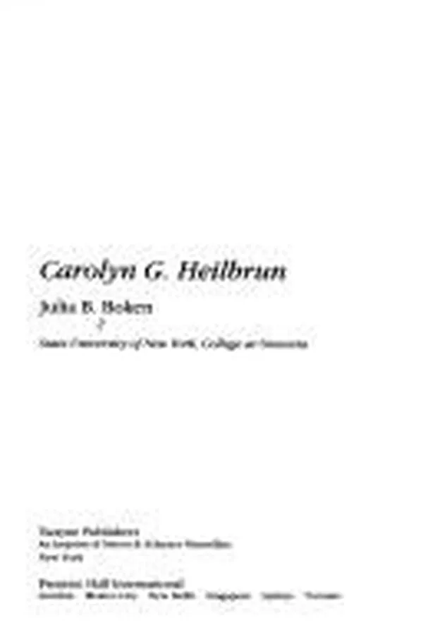 Capa de United States Authors Series - Carolyn Heilbrun