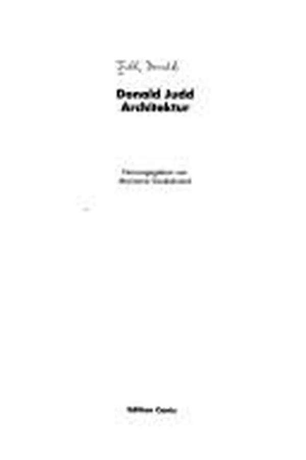 Capa de Donald Judd