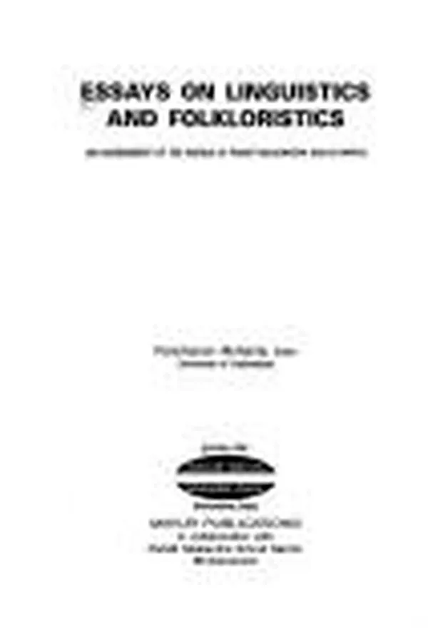 Capa de Essays on linguistics and folkloristics