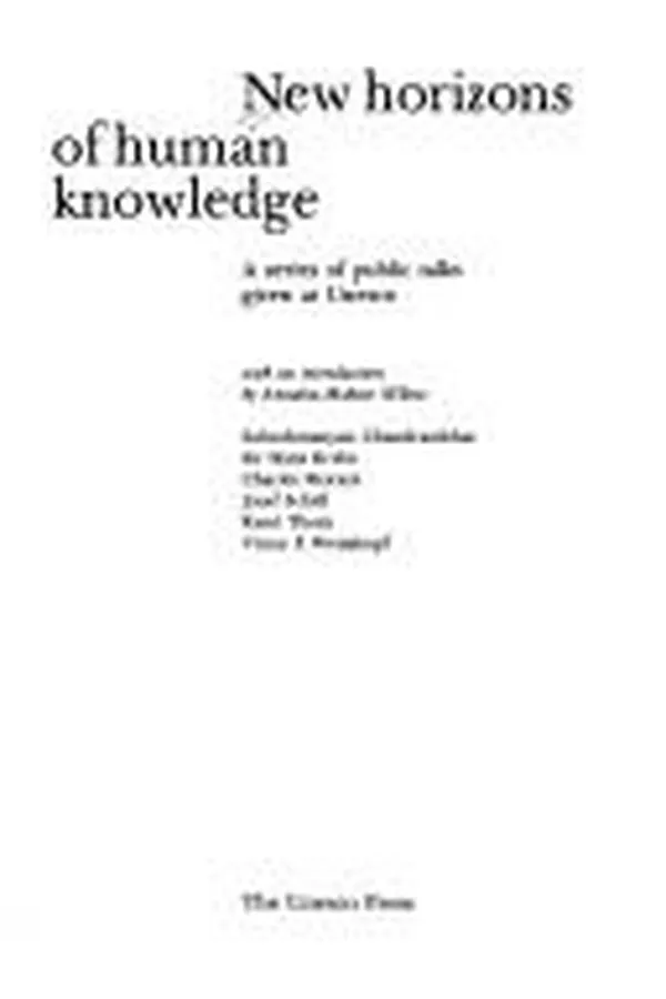 Capa de New horizons of human knowledge