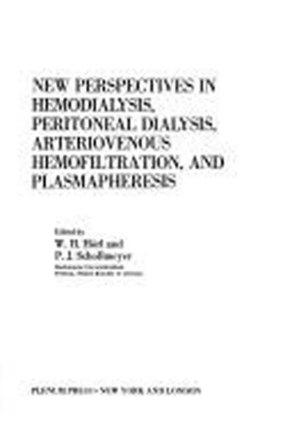 Capa de New perspectives in hemodialysis, peritoneal dialysis, arteriovenous hemofiltration, and plasmapheresis