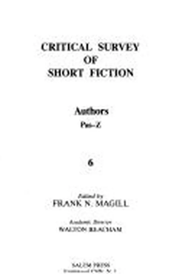 Capa de Critical Survey of Short Fiction Authors Pas-Z