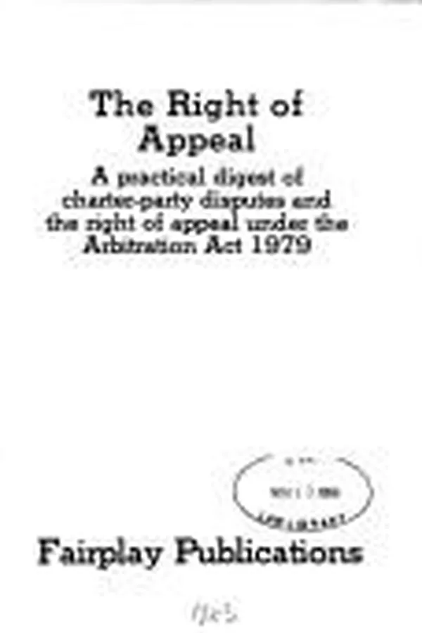 Capa de The Right of Appeal