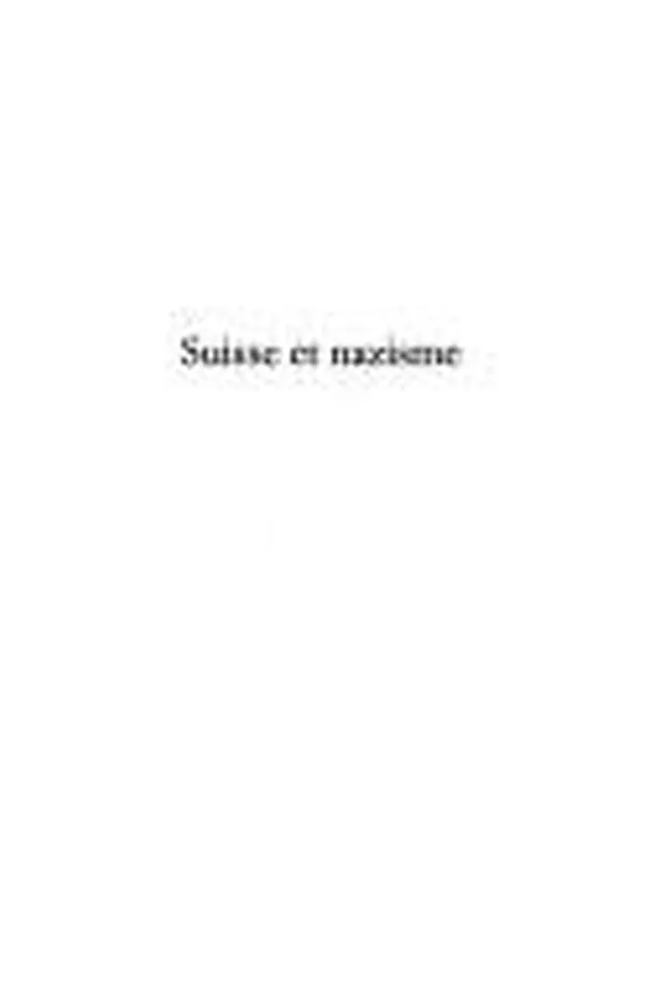 Capa de Suisse et nazisme