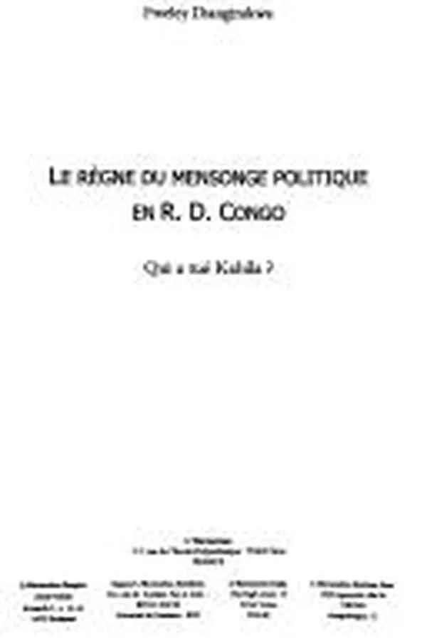 Capa de Le règne du mensonge politique en R. D. Congo