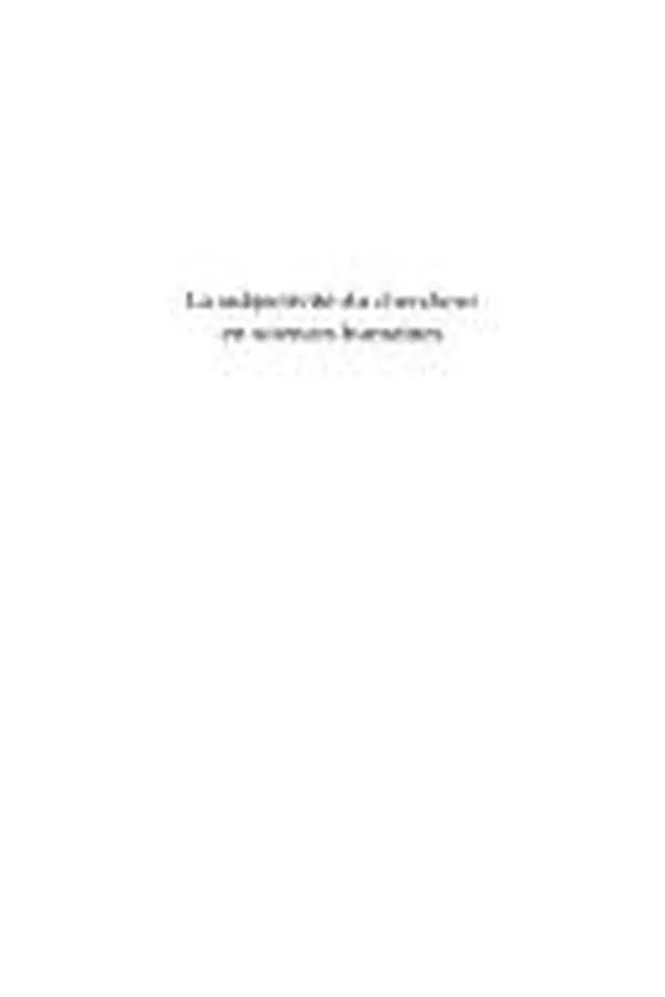 Capa de La subjectivité du chercheur en sciences humaines