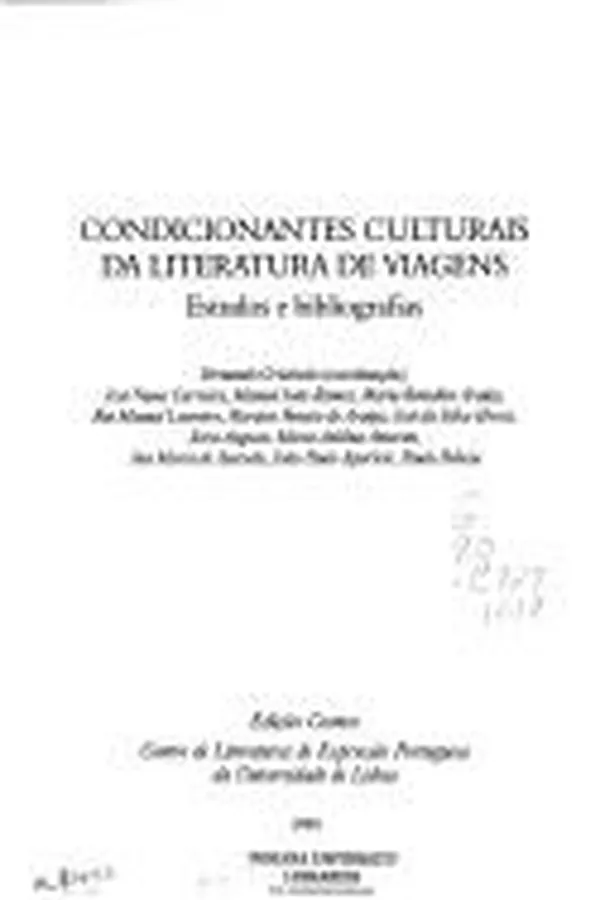 Capa de Condicionantes culturais da literatura de viagens