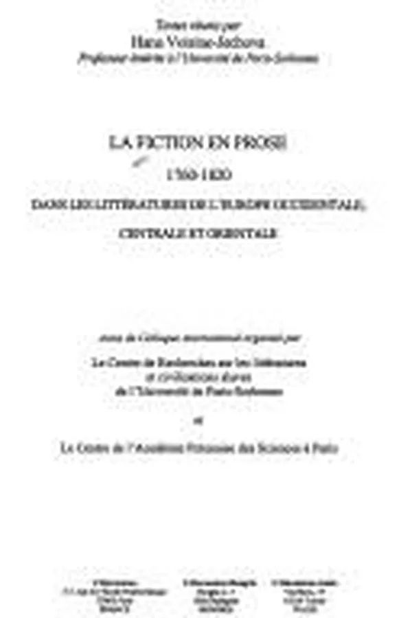 Capa de La fiction en prose, 1760-1820, dans les litt©♭ratures de l'Europe occidentale, centrale et orientale