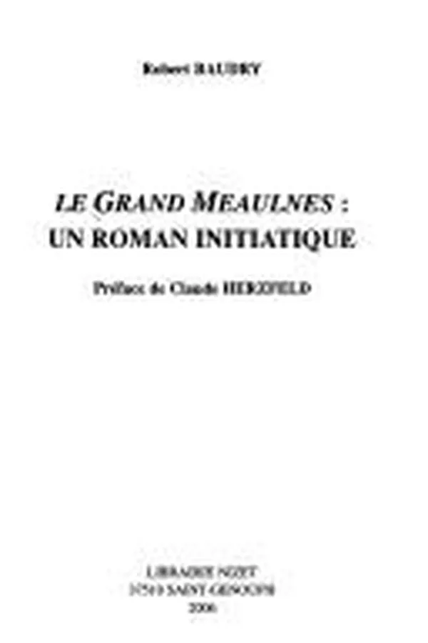 Capa de Le grand Meaulnes