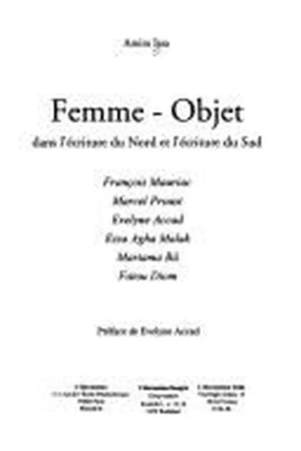 Capa de Femme-objet dans l'écriture du Nord et l'écriture du Sud