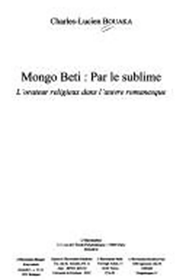Capa de Mongo Beti, par le sublime