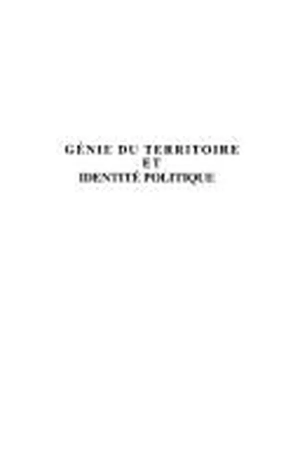 Capa de Génie du territoire et identité politique