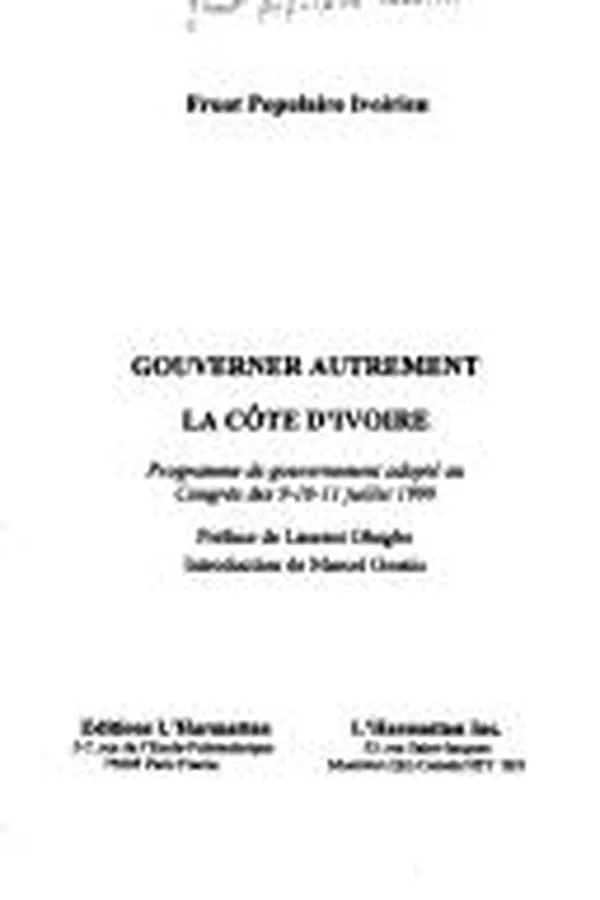 Capa de Gouverner autrement la Côte d'Ivoire