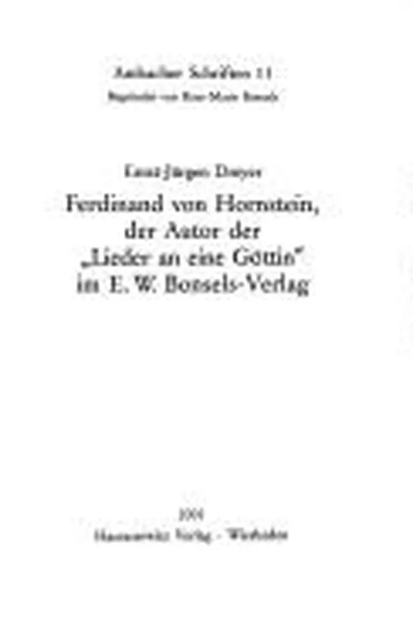 Capa de Ferdinand von Hornstein, der Autor der "Lieder an eine G ottin" im E.-W.-Bonsels-Verlag