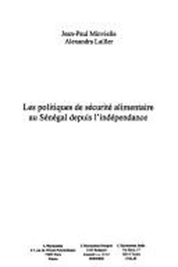 Capa de Les politiques de sécurité alimentaire au Sénégal depuis l'indépendance