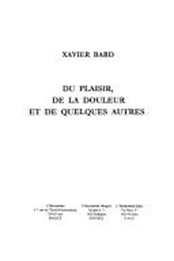 Capa de Du plaisir, de la douleur et de quelques autres