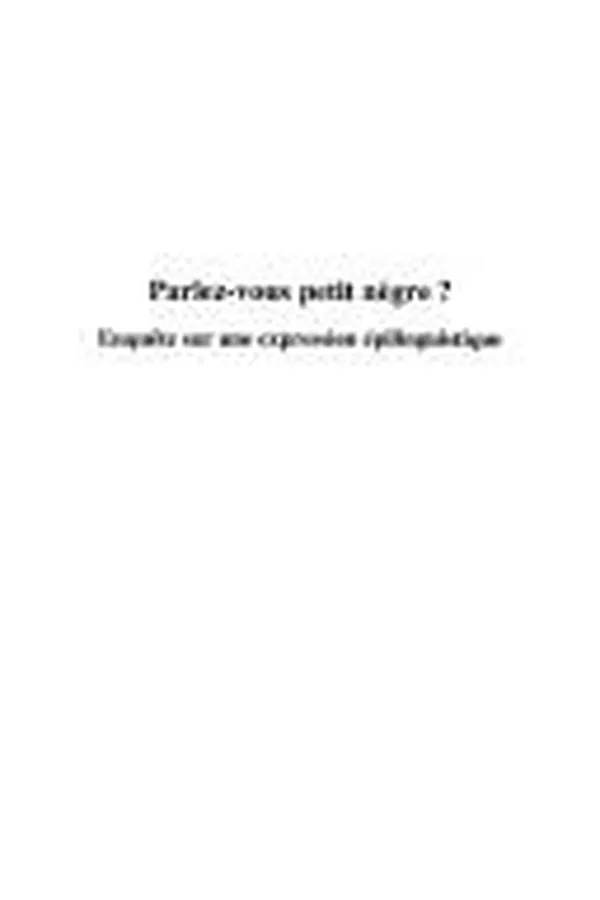 Capa de Parlez-vous petit nègre ?