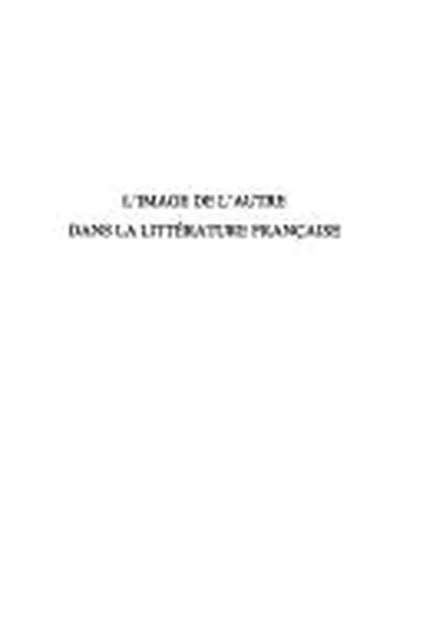 Capa de L'image de l'autre dans la littérature française