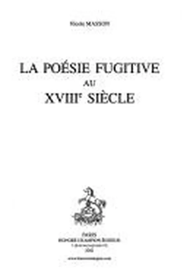 Capa de La poésie fugitive au XVIIIe siècle