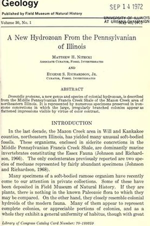 Capa de A new hydrozoan from the Pennsylvanian of Illinois