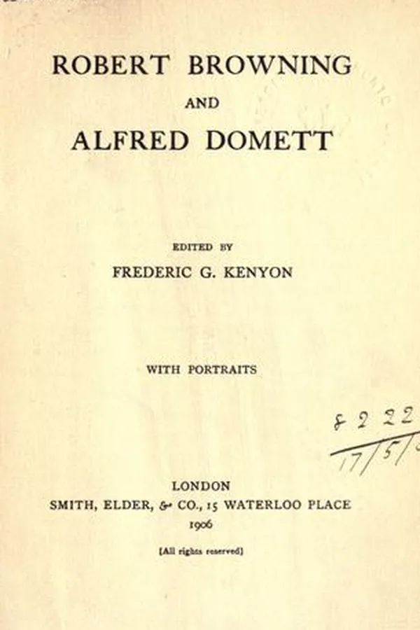 Capa de Robert Browning and Alfred Domett