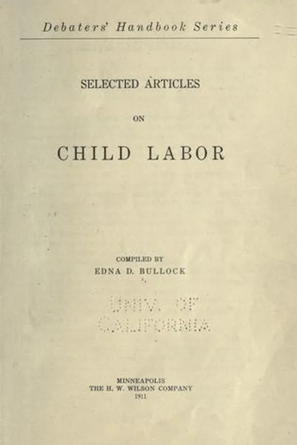 Capa de Selected articles on child labor