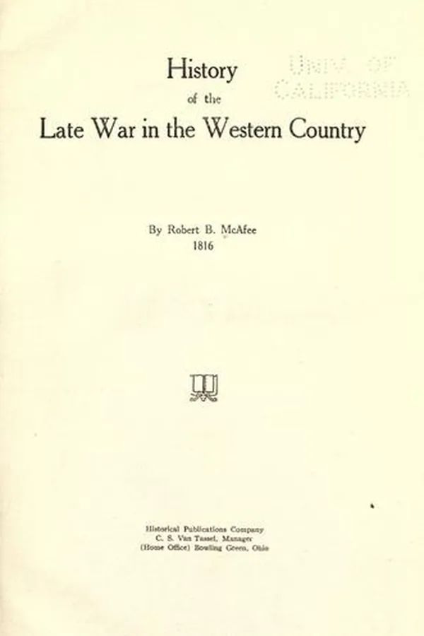 Capa de History of the late war in the western country