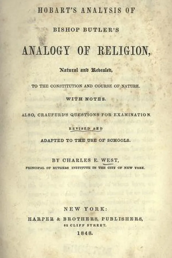 Capa de Hobart's Analysis of Bishop Butler's Analogy of religion, natural and revealed, to the consititution and course of nature. With notes