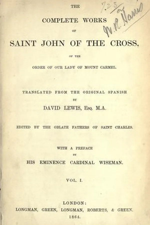 Capa de The complete works of Saint John of the Cross, of the Order of Our Lady of Mount Carmel