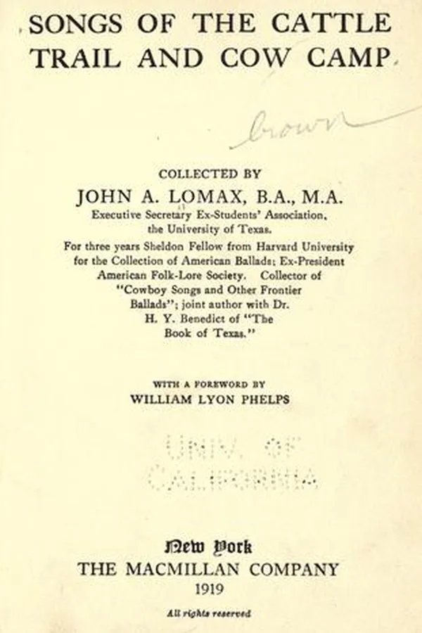 Capa de Songs of the cattle trail and cow camp