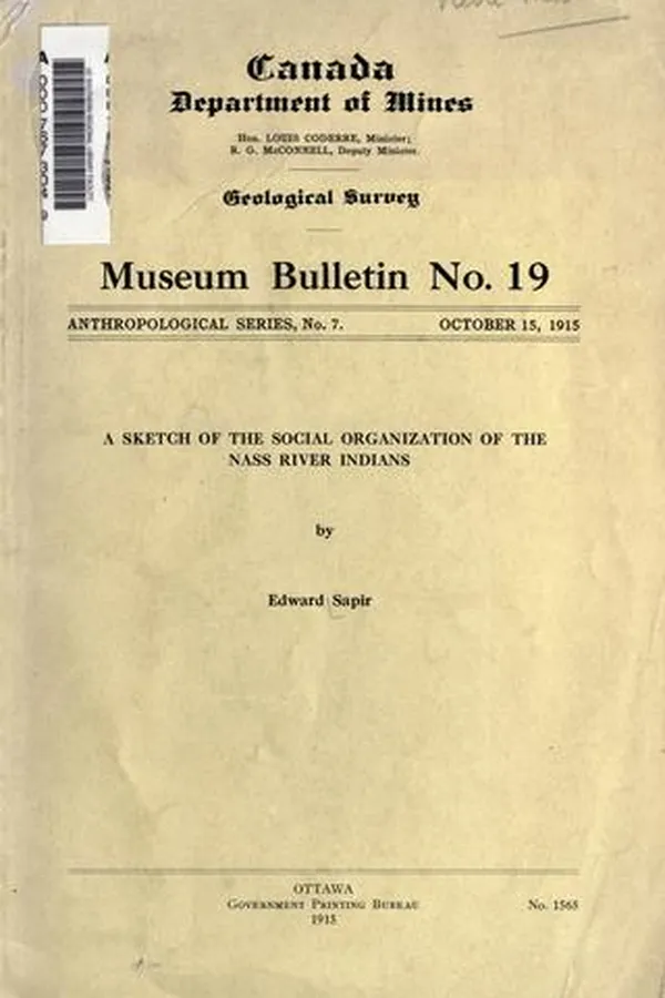Capa de A sketch of the social organization of the Nass River Indians