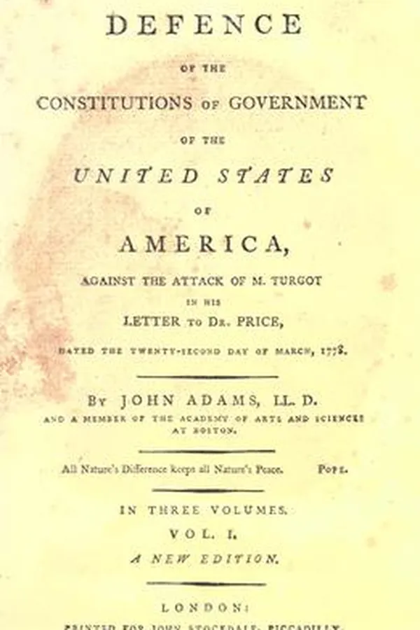 Capa de A defence of the constitutions of government of the United States of America, against the attack of M. Turgot in his letter to Dr. Price, dated 22nd March, 1778