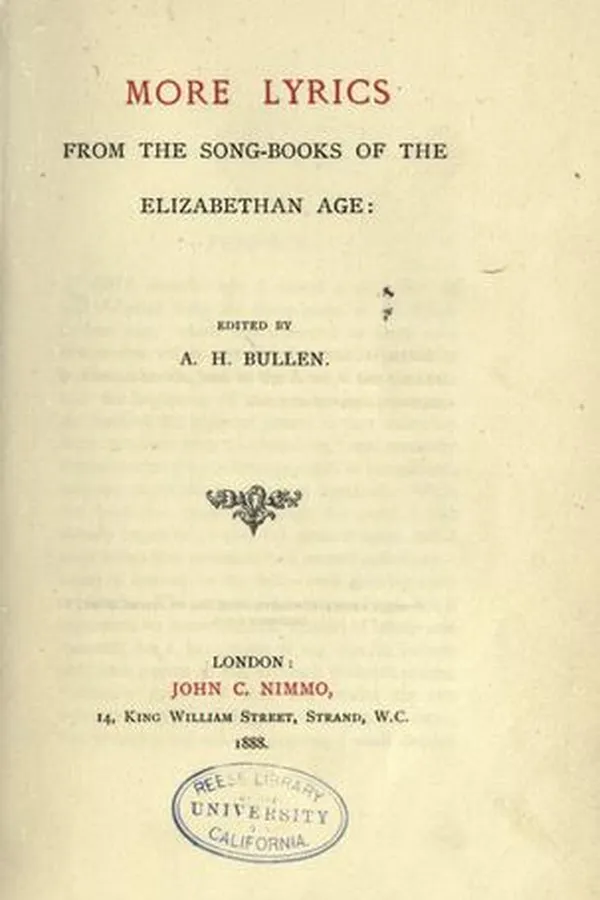 Capa de More lyrics from the song-books of the Elizabethan Age