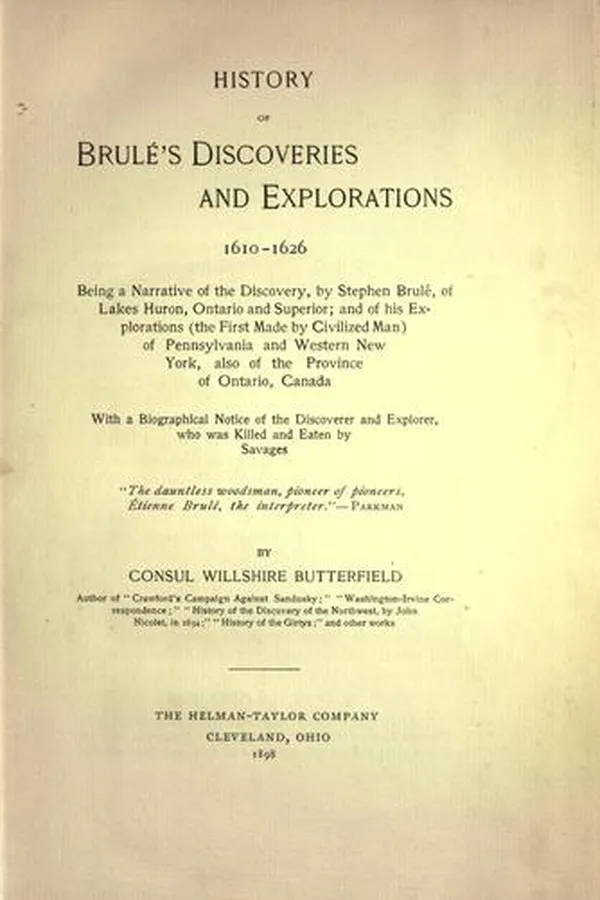 Capa de History of Brulé's discoveries and explorations, 1610-1626