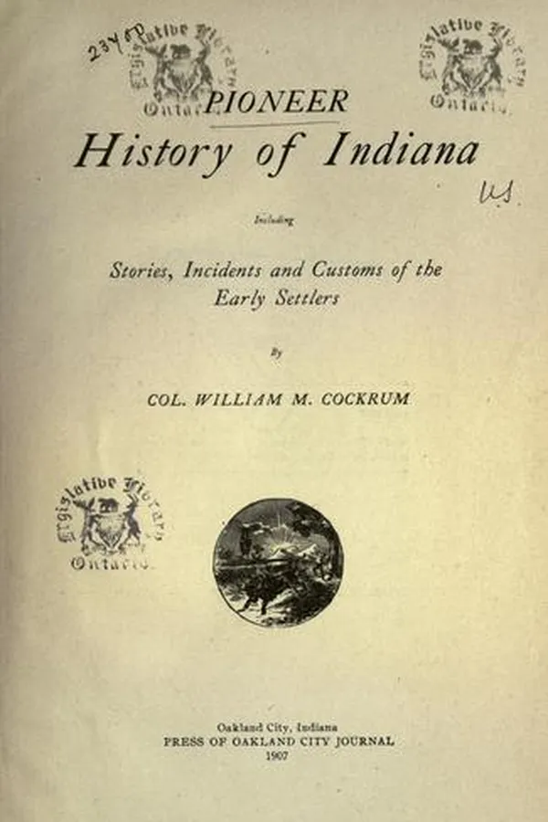 Capa de Pioneer history of Indiana