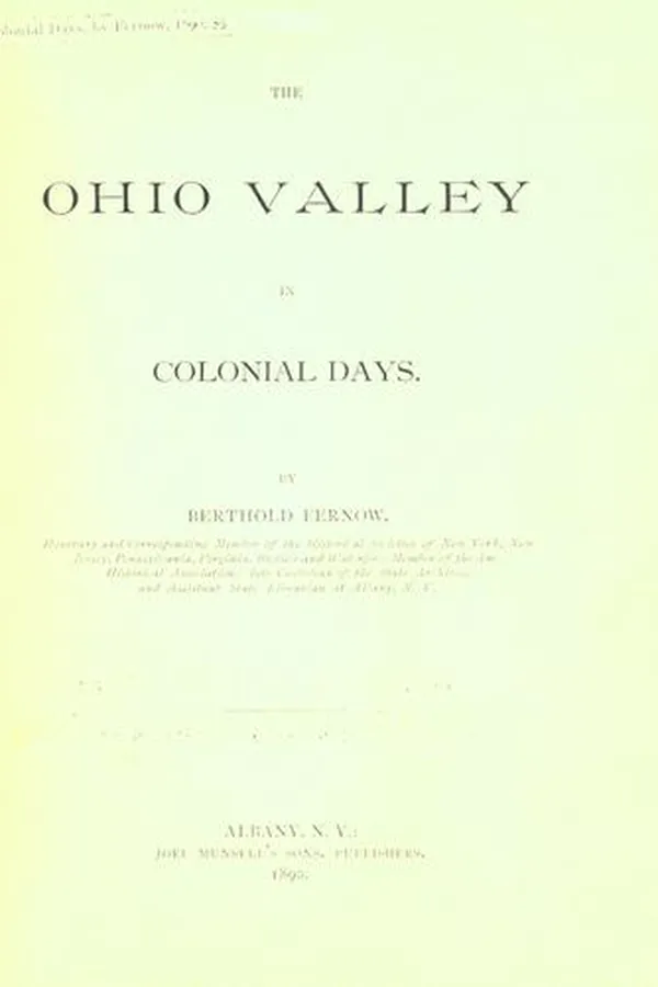 Capa de The Ohio Valley in Colonial Days (Munsell's Historical Series)